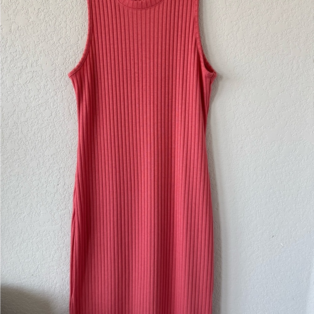 Nine West Pink Ribbed Halter Maxi Dress